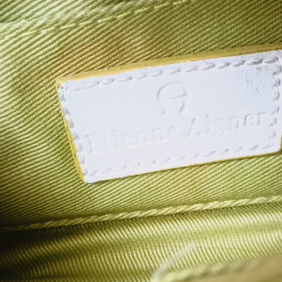 Etienne Aigner Green Flap Over Wallet. Continental Wallet Ivory Leather Trim - Picture 6 of 8